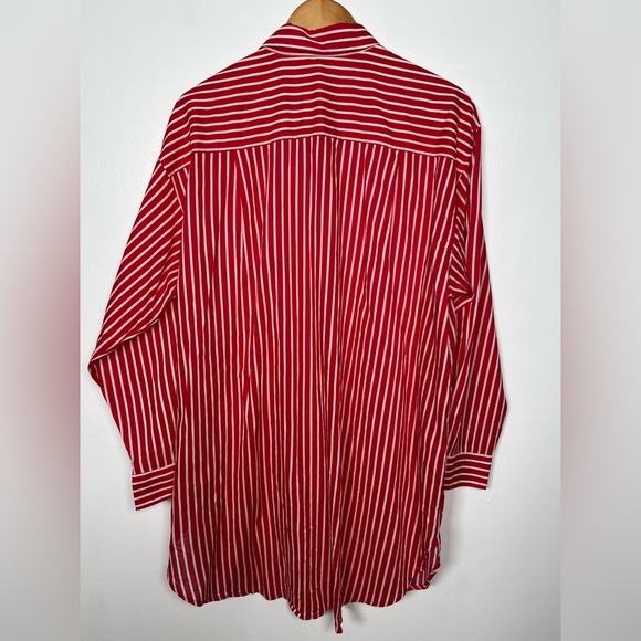 J. Crew Size XL Red Cotton voile beach shirt in stripe- - Picture 8 of 11